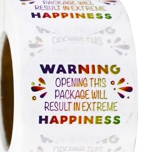 Sticker Labels Happiness Warning set of 100
